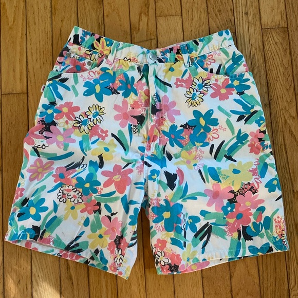 Vintage 80s Floral Print SASSON Shorts - Picture 1 of 4